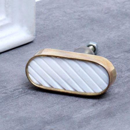 White Stone and Golden Metal Knob for Home & Office